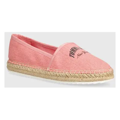 Espadrilky Tommy Jeans TJW VARSITY ESPADRILLE růžová barva, EN0EN02470