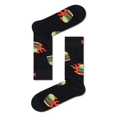 Ponožky Happy Socks Flaming Burger Sock černá barva