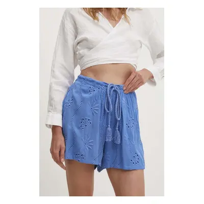 Lněné šortky Answear Lab high waist