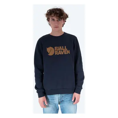 Bavlněná mikina Fjallraven Logo Sweater pánská, tmavomodrá barva, s aplikací, F84142