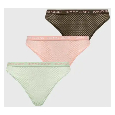 Tanga Tommy Jeans 3-pack zelená barva, UW0UW05010