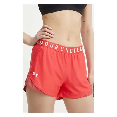 Tréninkové šortky Under Armour Play Up 3.0 červená barva, s potiskem, medium waist