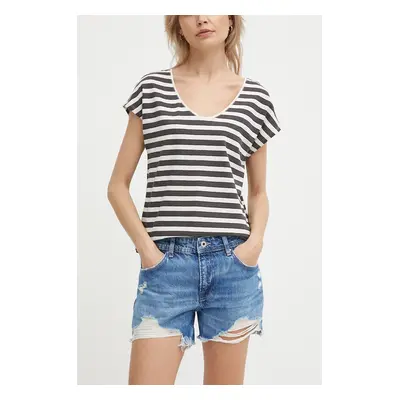 Džínové šortky Pepe Jeans RELAXED SHORT MW dámské, hladké, high waist, PL801110RH4