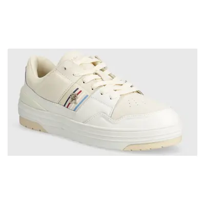 Kožené sneakers boty Tommy Hilfiger SUEDE STRIPES BASKET LO béžová barva, FW0FW07811