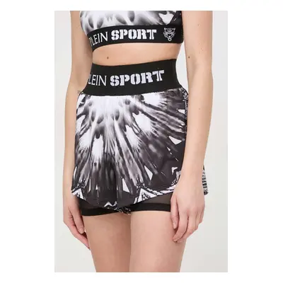 Kraťasy PLEIN SPORT dámské, černá barva, vzorované, high waist