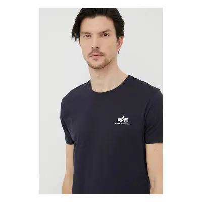 Bavlněné tričko Alpha Industries Basic T Small Logo tmavomodrá barva, 188505.07