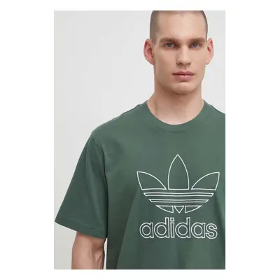 Bavlněné tričko adidas Originals Trefoil Tee zelená barva, s aplikací, IR7993