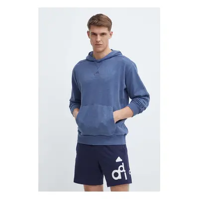 Bavlněná mikina adidas pánská, s kapucí, hladká