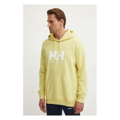 Bavlněná mikina Helly Hansen HH LOGO HOODIE pánská, tmavomodrá barva, s kapucí, s aplikací, 3397