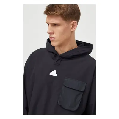 Mikina adidas pánská, černá barva, s kapucí, hladká, IR5180