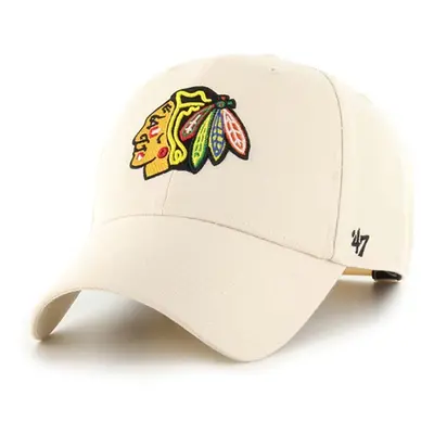 Čepice s vlněnou směsí 47brand NHL Chicago Blackhawks béžová barva, s aplikací, H-MVPSP04WBP-NTB