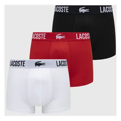 Boxerky Lacoste 3-pack pánské, červená barva