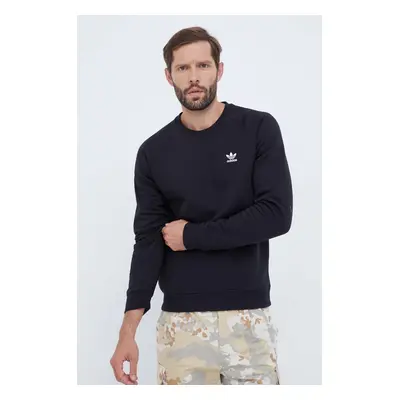 Mikina adidas Originals Trefoil Essentials Crewneck pánská, černá barva, s aplikací, IM4532