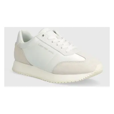 Sneakers boty Calvin Klein Jeans RUNNER LOW LACE MIX IN DC bílá barva, YW0YW01367