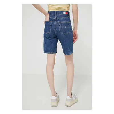 Džínové šortky Tommy Jeans dámské, hladké, high waist, DW0DW17634