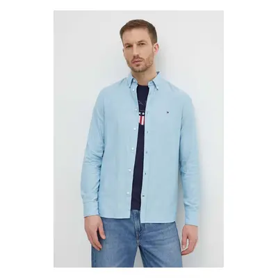 Bavlněná košile Tommy Hilfiger slim, s límečkem button-down, MW0MW33782