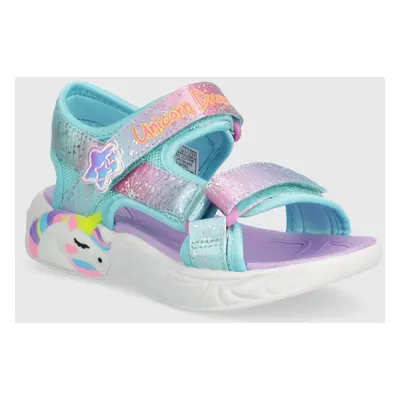 Dětské sandály Skechers UNICORN DREAMS SANDAL MAJESTIC BLISS tyrkysová barva