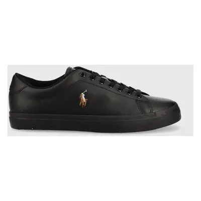 Kožené sneakers boty Polo Ralph Lauren Longwood , černá barva