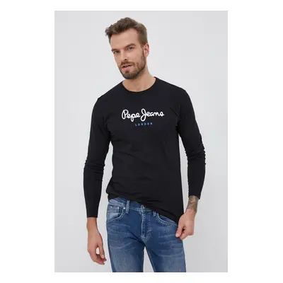 Bavlněné tričko s dlouhým rukávem Pepe Jeans Eggo Long N černá barva, hladké, PM508209.999