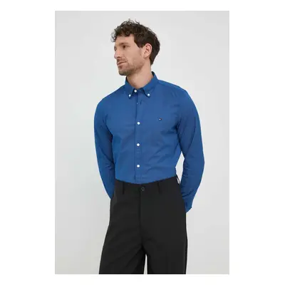 Bavlněná košile Tommy Hilfiger slim, s límečkem button-down, MW0MW33762