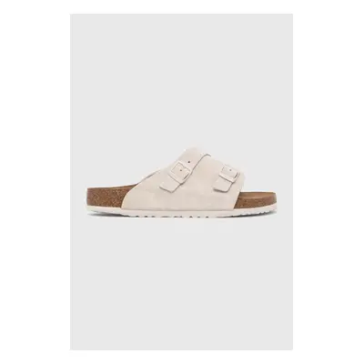 Semišové pantofle Birkenstock Zürich pánské, béžová barva, 1025028