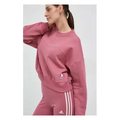 Mikina adidas dámská, růžová barva, hladká