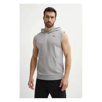 Vesta Reebok Strength pánská, šedá barva, s kapucí, hladká, 100075771