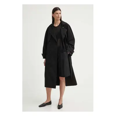 Bavlněný trenčkot AERON PIPPA černá barva, oversize, AW24RSCO114473