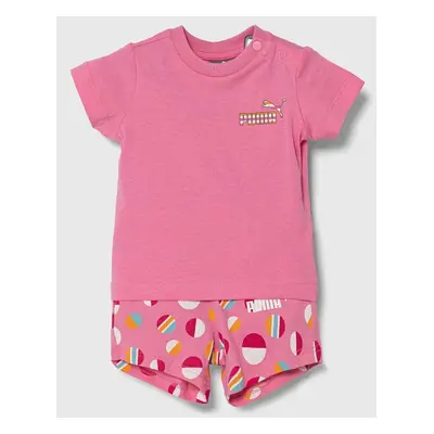 Dětská souprava Puma ESS+ SUMMER CAMP Infants Set JS růžová barva