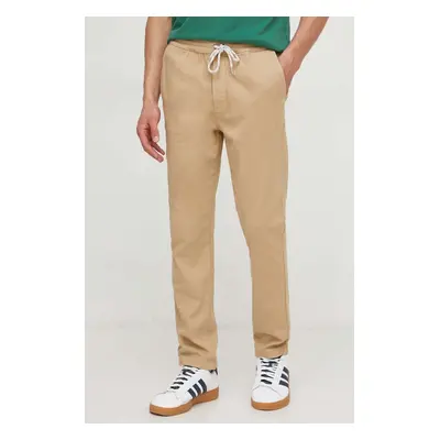 Kalhoty Pepe Jeans GYMDIGO PULL ON PANT pánské, béžová barva, ve střihu chinos, PM211692