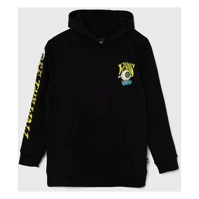 Dětská mikina Vans EYEBALLIE HOODIE černá barva, s kapucí, s potiskem