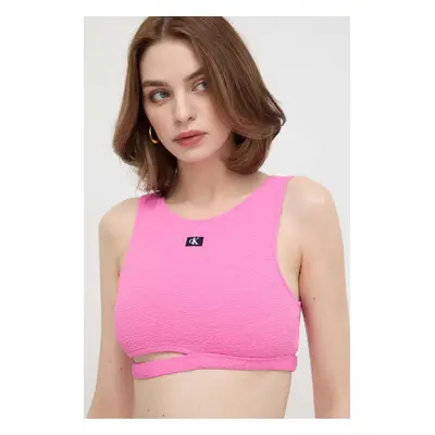 Plážový top Calvin Klein růžová barva, KW0KW02458