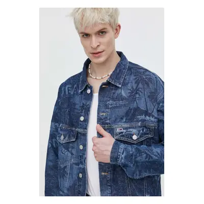 Džínová bunda Tommy Jeans pánská, tmavomodrá barva, přechodná, DM0DM18971