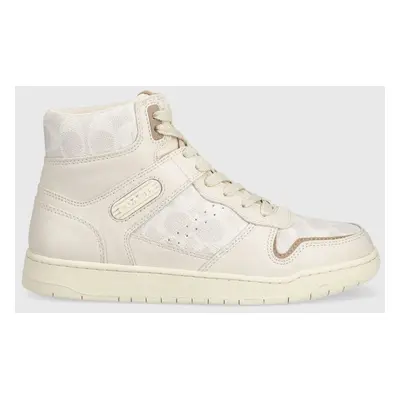 Sneakers boty Coach Hi Top Coated Canvas béžová barva, CD304