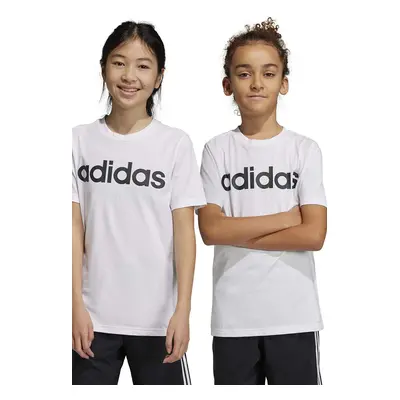 Dětské bavlněné tričko adidas U LIN bílá barva, s potiskem