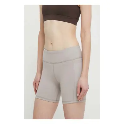 Tréninkové šortky Reebok LUX COLLECTION šedá barva, hladké, high waist, 100076148