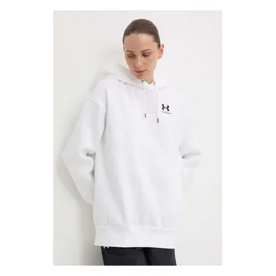 Mikina Under Armour dámská, bílá barva, s kapucí, hladká