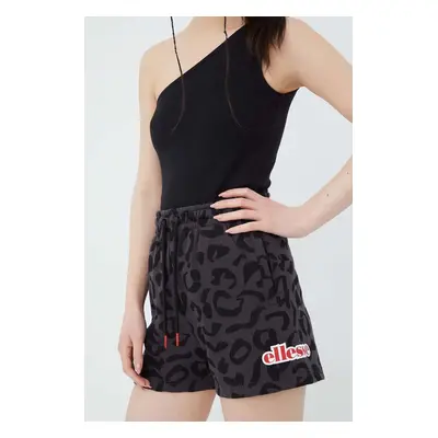 Kraťasy Ellesse dámské, černá barva, s potiskem, medium waist