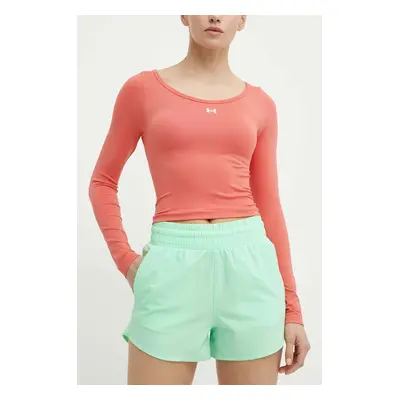 Tréninkové šortky Under Armour Flex zelená barva, hladké, high waist, 1376935