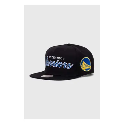 Čepice s vlněnou směsí Mitchell&Ness NBA GOLDEN STATE WARRIORS černá barva, s aplikací