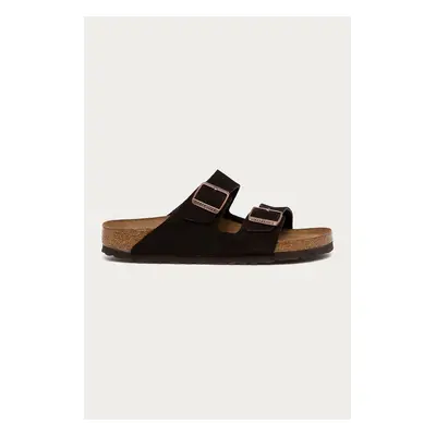 Semišové pantofle Birkenstock Arizona dámské, hnědá barva, 951313