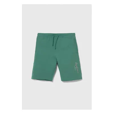 Dětské bavlněné šortky Pepe Jeans NEW EDDIE SHORT zelená barva, nastavitelný pas