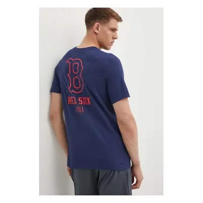 Bavlněné tričko Nike Boston Red Sox tmavomodrá barva, s potiskem