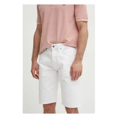 Džínové šortky Pepe Jeans RELAXED SHORT pánské, bílá barva, PM801079TC0