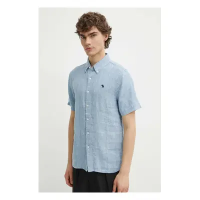 Lněná košile Abercrombie & Fitch regular, s límečkem button-down