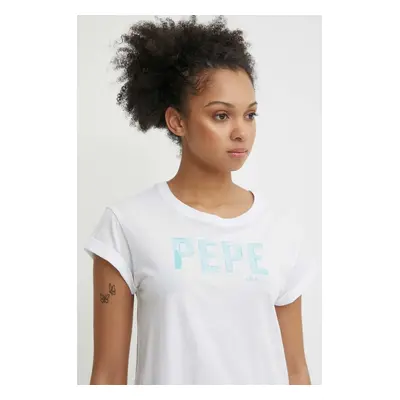 Bavlněné tričko Pepe Jeans JANET bílá barva, PL505836