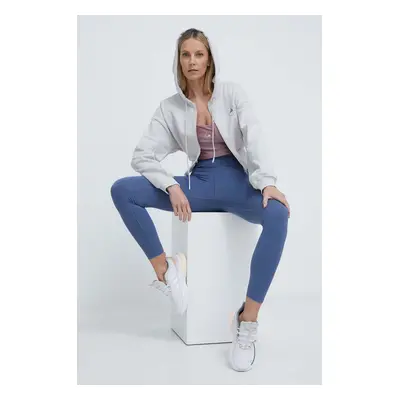 Bavlněná mikina adidas by Stella McCartney dámská, šedá barva, s kapucí, s potiskem, IT8268