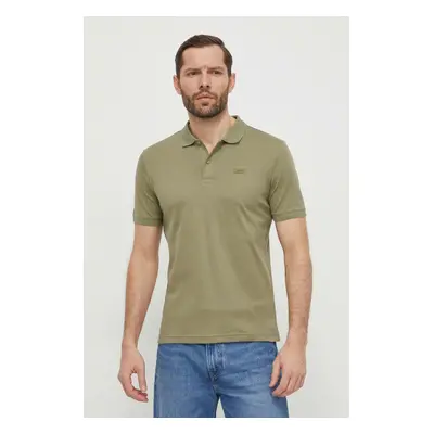 Bavlněné polo tričko Calvin Klein zelená barva, K10K111657