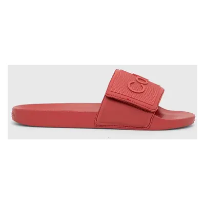 Pantofle Calvin Klein ADJ POOL SLIDE TPU pánské, červená barva, HM0HM01437