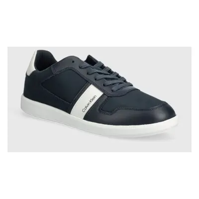 Sneakers boty Calvin Klein LOW TOP LACE UP MIX tmavomodrá barva, HM0HM00491